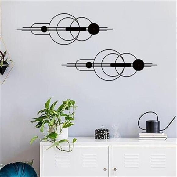 Metal Abstract Wall Art Set Modern Minimalist Geometric Decor for Bedroom - Picture 7 of 7